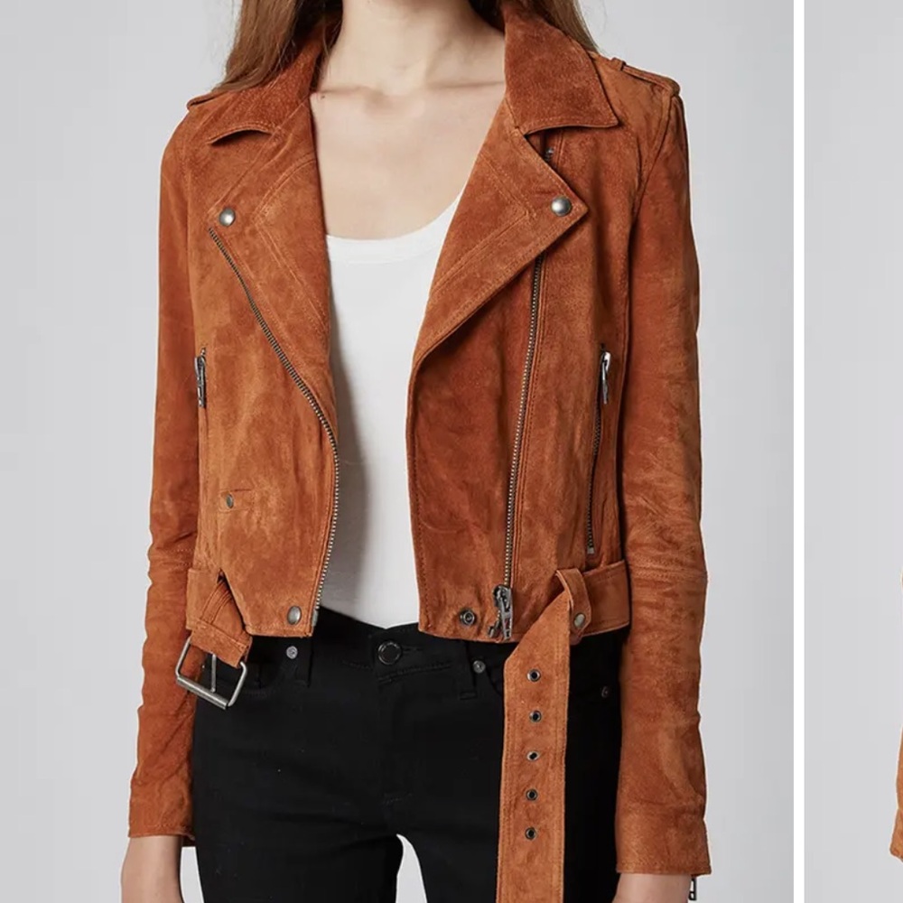 Blank NYC Suede Moto Jacket in El Dorado Rust Leather Jacket